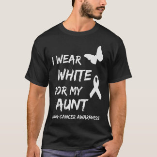 I Wear White For My Aunt Lung Cancer Awareness Rib T-Shirt