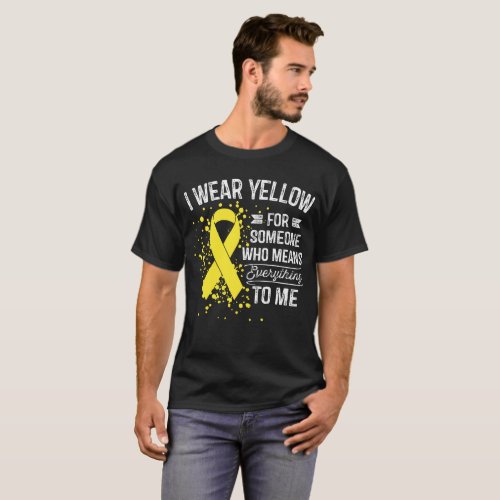 I Wear Yellow _ Awareness Yellow Ribbon Gift T_Shirt