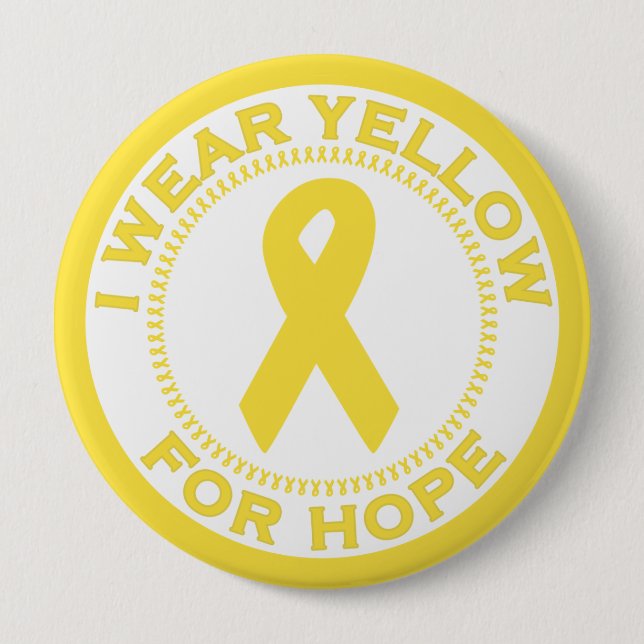 I Wear Yellow For Hope Pinback Button (Front)