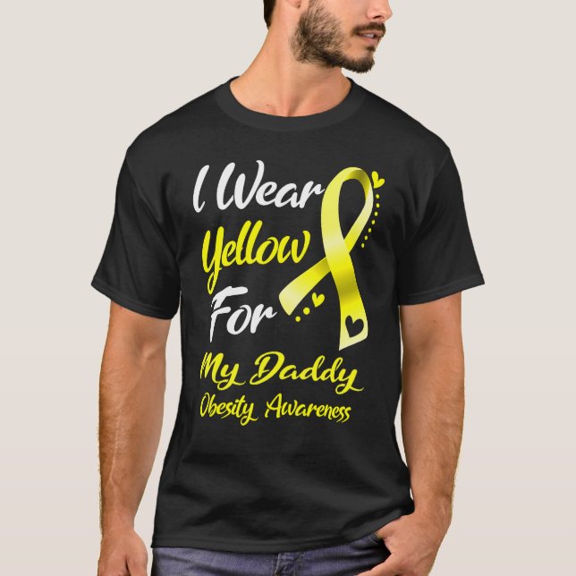 I Wear Yellow For My Daddy Obesity Awareness T-Shirt (Front)