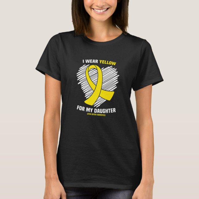 I Wear Yellow For My Daughter Spina Bifida Awarene T-Shirt (Front)