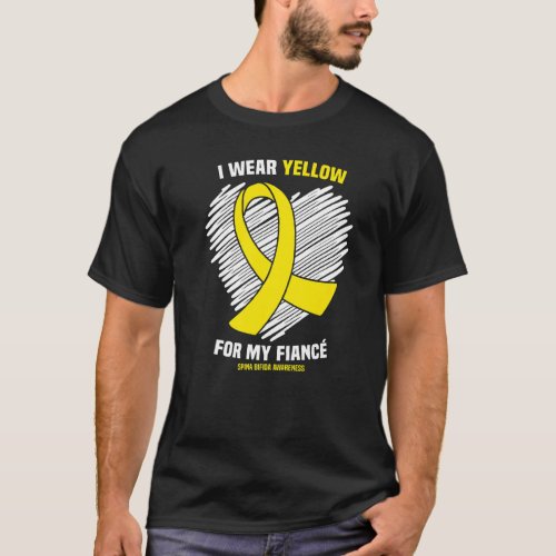 I Wear Yellow For My Fiance Spina Bifida Awareness T_Shirt