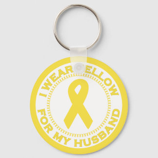 I Wear Yellow For My Husband Keychain