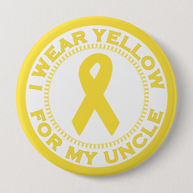 I Wear Yellow For My Uncle Pinback Button (Front)