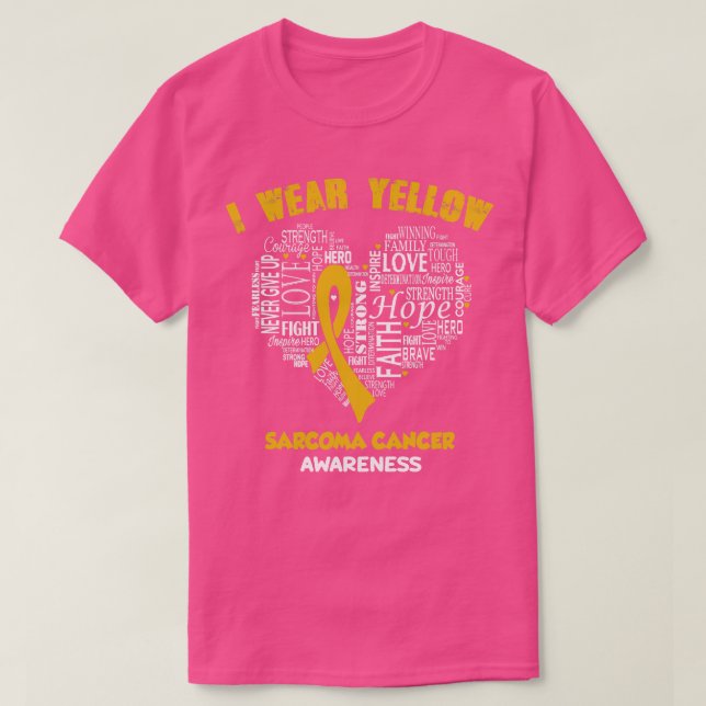 I Wear Yellow For Sarcoma Cancer Awareness Faith H T-Shirt (Design Front)