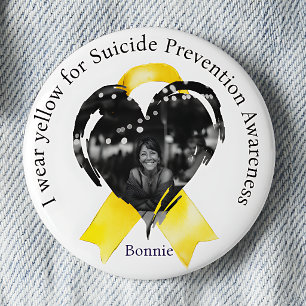 I Wear Yellow for Suicide Prevention Photo Button
