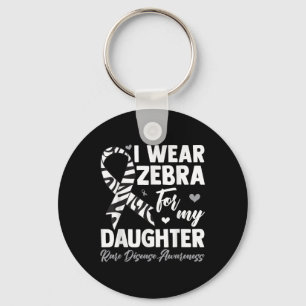 I Wear Zebra For My Daughter Rare Disease Awarenes Keychain