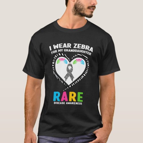 I Wear Zebra For My Granddaughter Rare Disease Awa T_Shirt