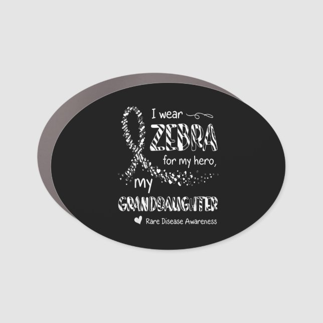 I Wear Zebra  Granddaughter Rare Disease Awareness Car Magnet (Front)