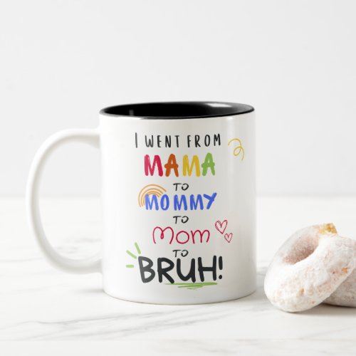 I Went From Mama To Bruh  Two_Tone Coffee Mug