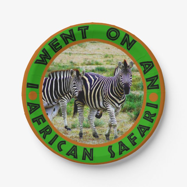 I Went on An African Safari Zebra Pair Paper Plates (Front)