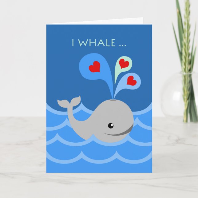I Whale Always be Your Valentine, Whale and Hearts Card (Front)