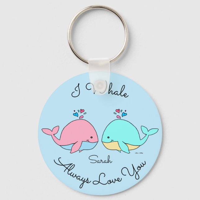 I Whale Always Love You Kawaii Blue Keychain (Front)