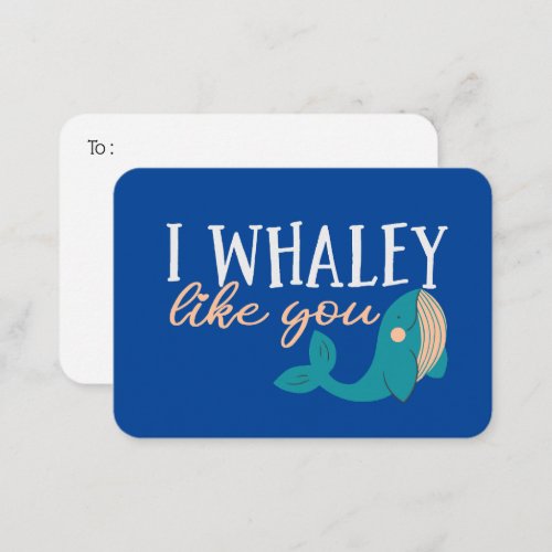 I Whaley Like You Funny Pun Cute Valentines Day Note Card