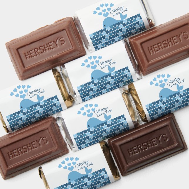 I Whaley Love You! Blue hearts and Whale  Hershey's Miniatures (Assorted)