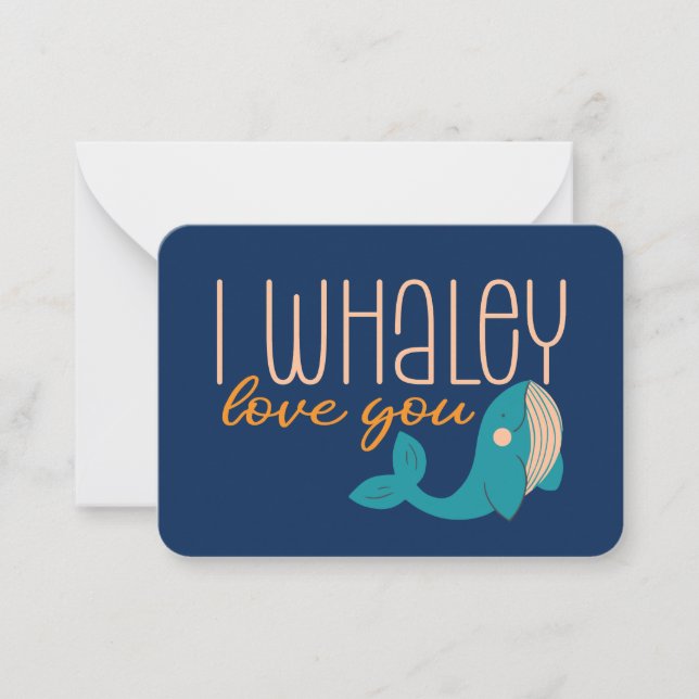 I Whaley Love You Funny Pun Kids Valentine's Day Note Card (Front)