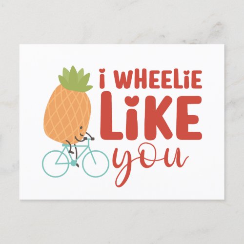 I Wheelie Like You Cute Pun Funny Valentines Day Postcard