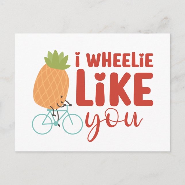 I Wheelie Like You Cute Pun Funny Valentine's Day Postcard (Front)