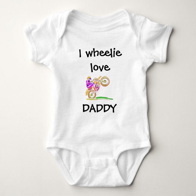 I Wheelie Love Daddy Motocross Baby Bodysuit (Front)