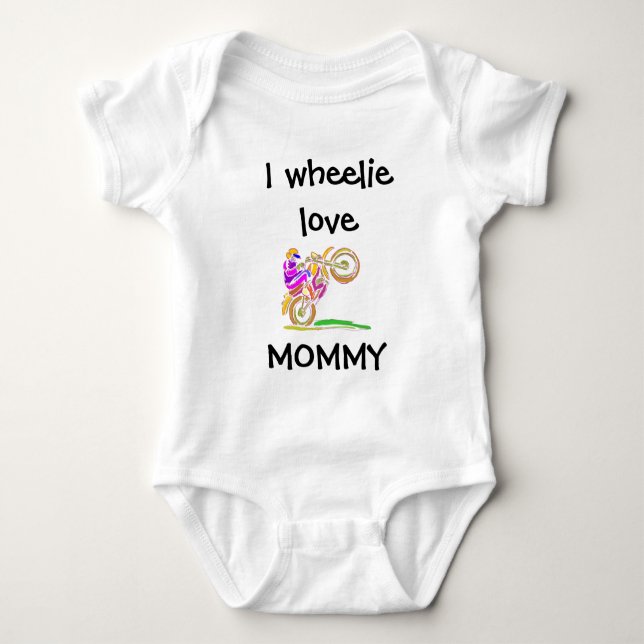 I Wheelie Love Mommy Motocross Baby Bodysuit (Front)