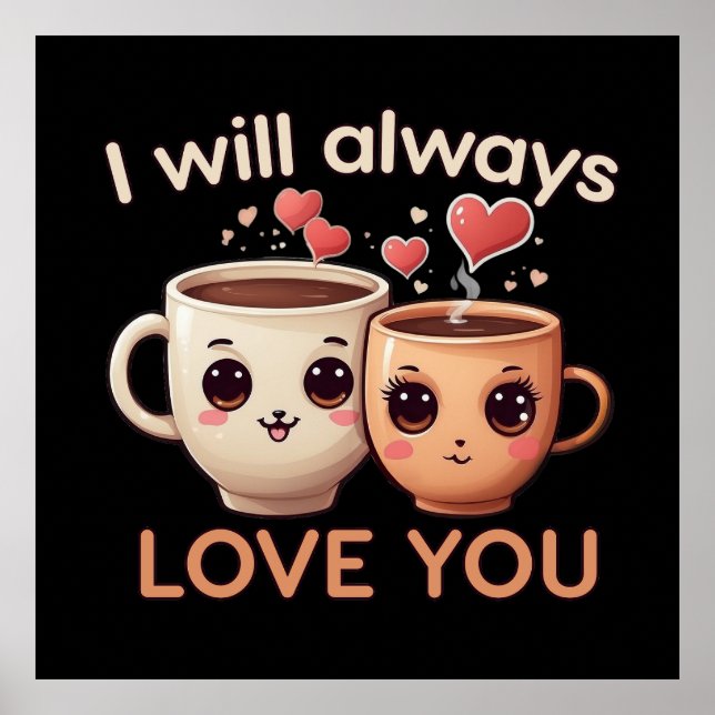 I will always love you, Cute tea cups couple Poster (Front)