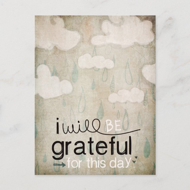 I Will Be Grateful For This Day | Storm Clouds Postcard (Front)