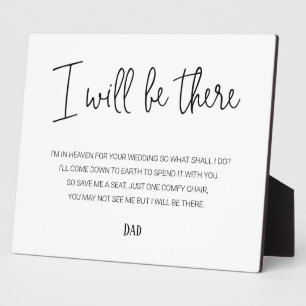 I Will Be There Memorial Chair With Name Wedding Plaque