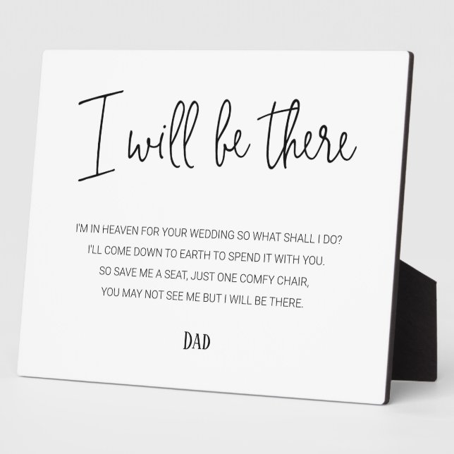 I Will Be There Memorial Chair With Name Wedding Plaque (Side)