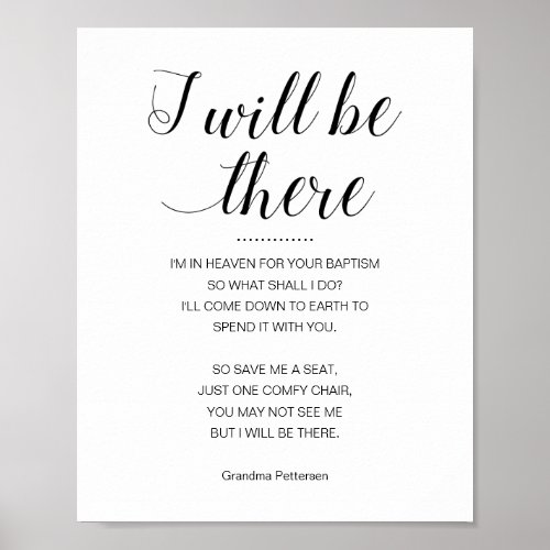 I Will Be There Memorial Poem Baptism Poster
