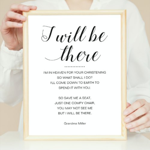 I Will Be There Memorial Poem For Christening Poster