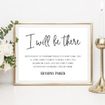 I Will Be There Memorial Seat Name Baby Shower