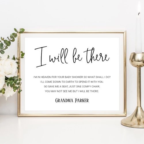 I Will Be There Memorial Seat Name Baby Shower Poster