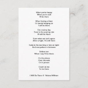 "I Will Be There" Poem Enclosure Card
