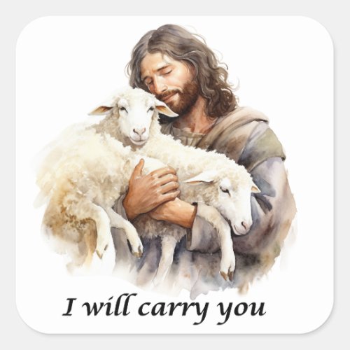 I will carry you Jesus stickers sheet of 20 Square Sticker