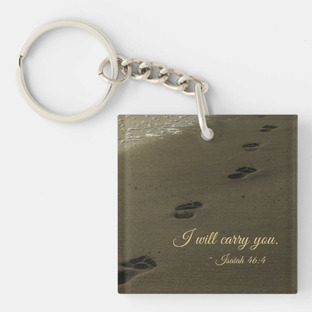 I Will Carry You Sand Footprints Keychain (Front)