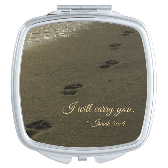 I Will Carry You Sand Footprints Makeup Mirror (Front)