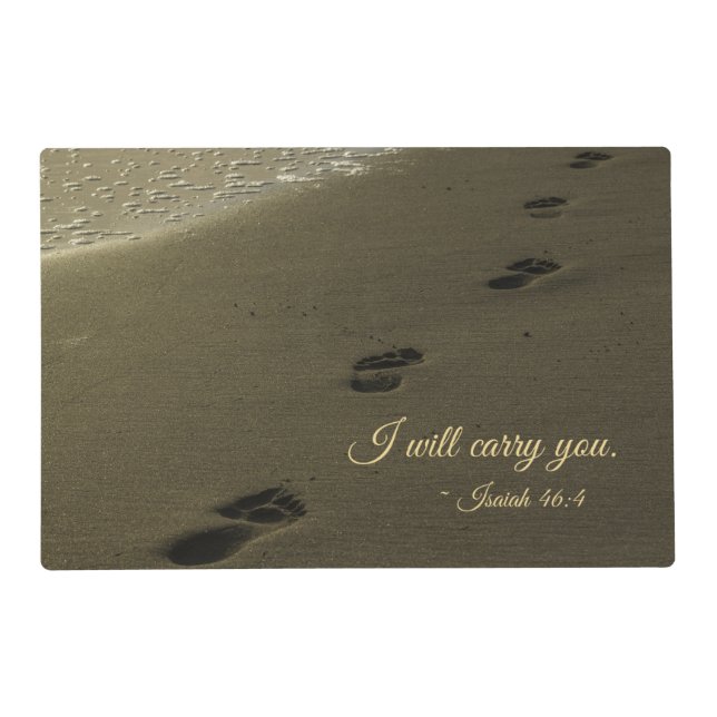 I Will Carry You Sand Footprints Placemat (Front)