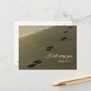 I Will Carry You Sand Footprints Postcard