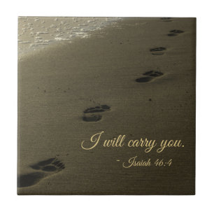 I Will Carry You Sand Footprints Tile