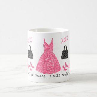 i Will Confess I do Obsess. Pink Black Dress Shoes Coffee Mug