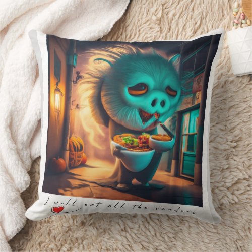I will eat all the candies throw pillow