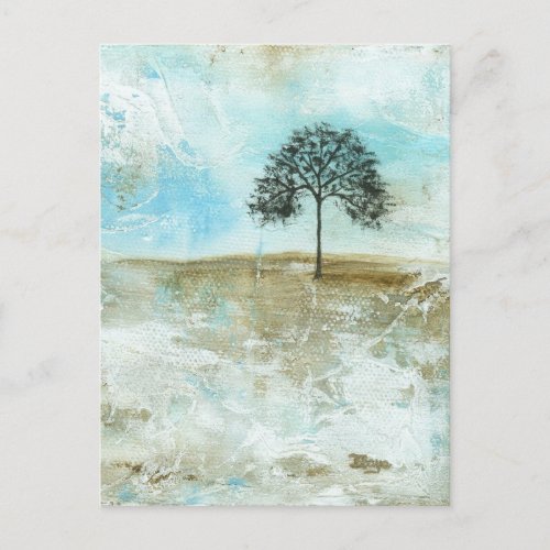 I Will Endure Abstract Landscape Lone Tree Art Postcard