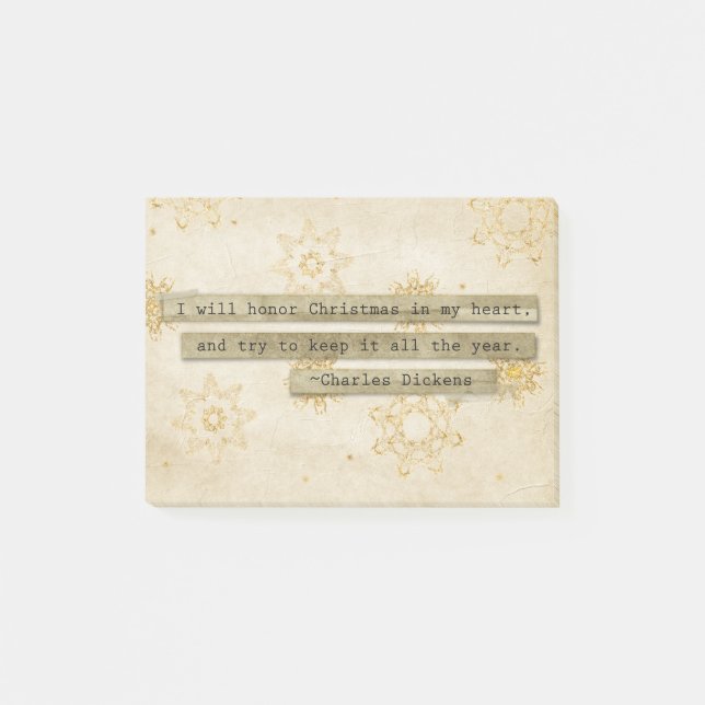 I will HOnor Christmas Charles Dickens Snowflake Post-it Notes (Front)
