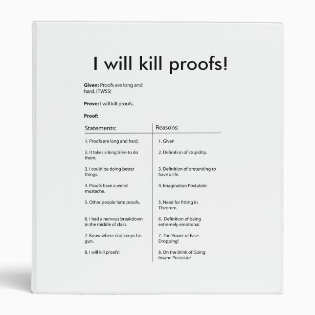 I will kill proofs Binder (Front)