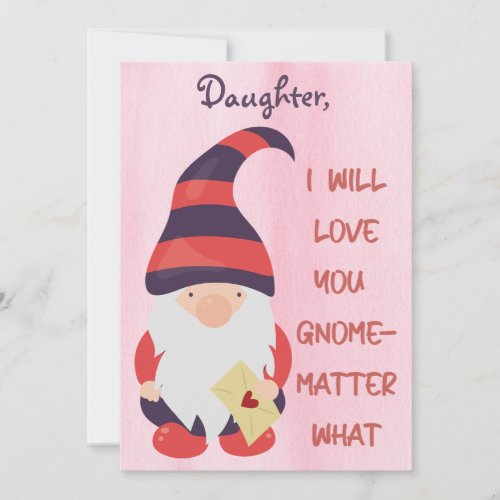 I Will Love You Gnome Matter What Pink Watercolor Thank You Card