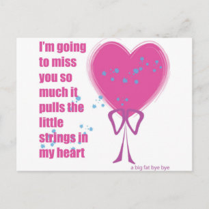 I will miss you postcard