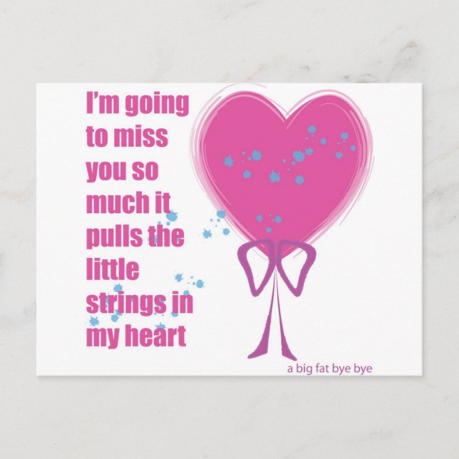 I will miss you postcard (Front)