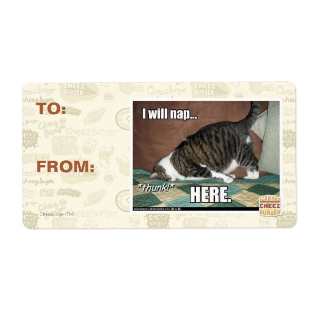 I will nap here label (Front)