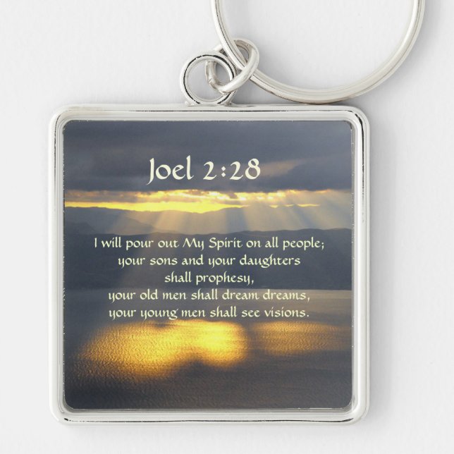 I will pour out My Spirit Joel 2 28, Bible Verse Keychain (Front)