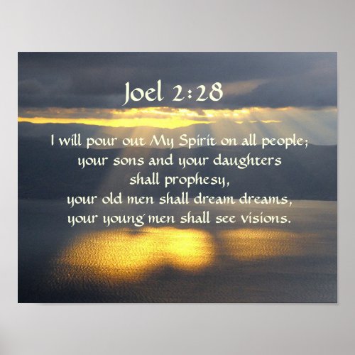 I will pour out My Spirit Joel 2 28 Bible Verse Poster
